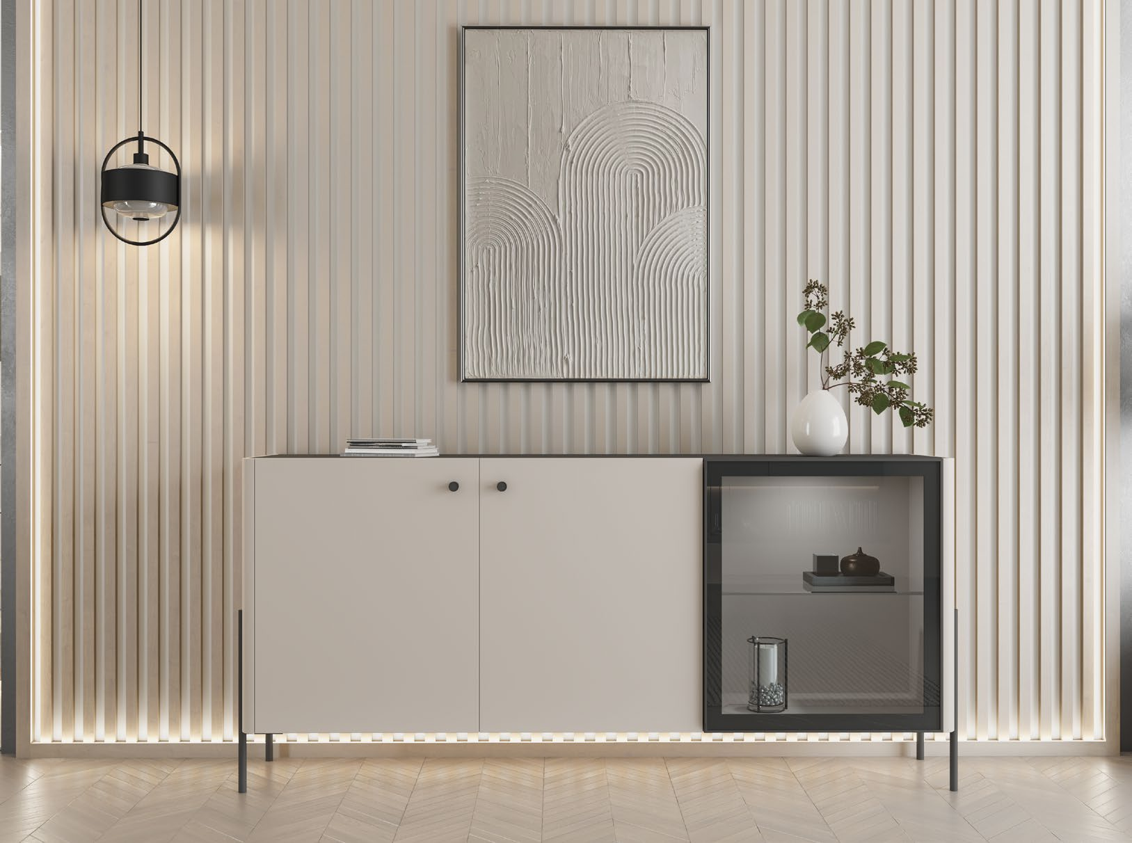 Aparador aluminio y cristal ahumado