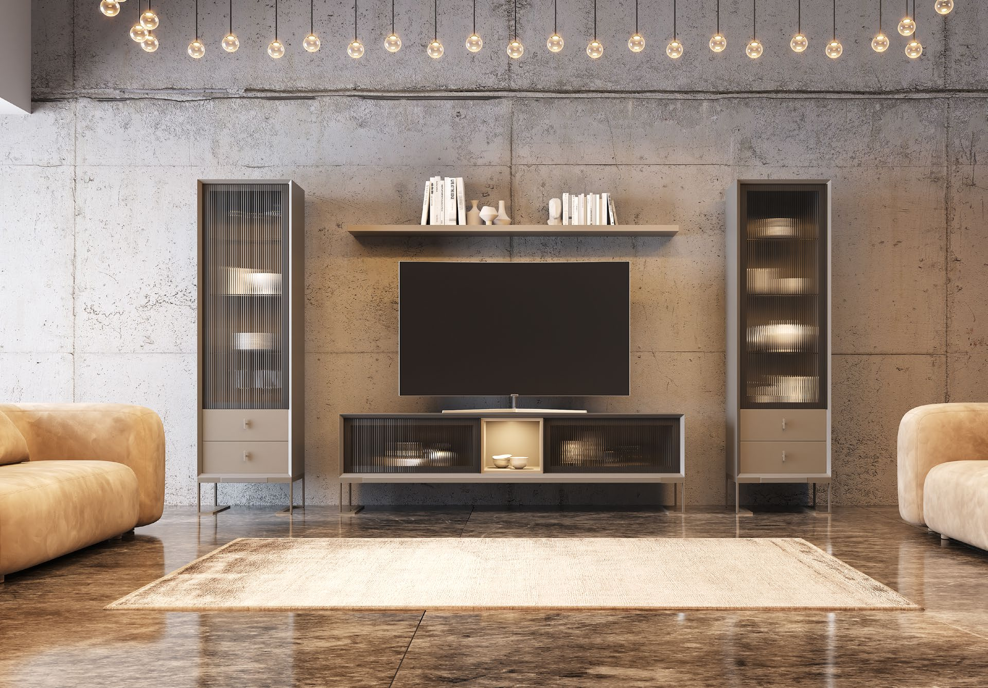 Mueble TV cristal rayado