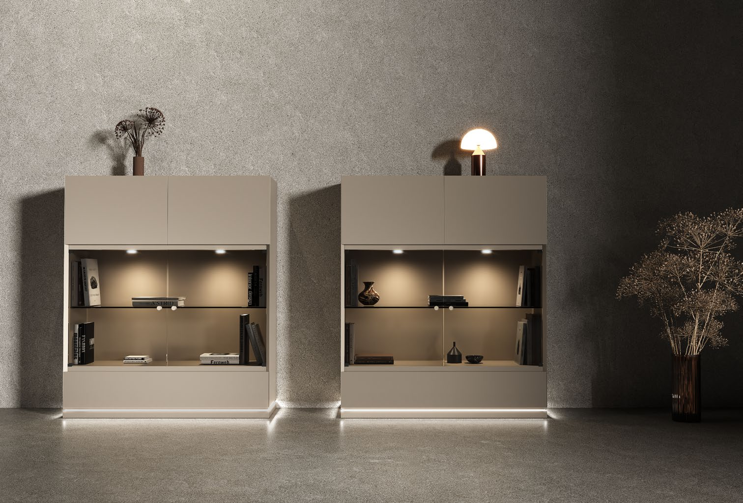 Vajillero moderno con iluminación LED integrad