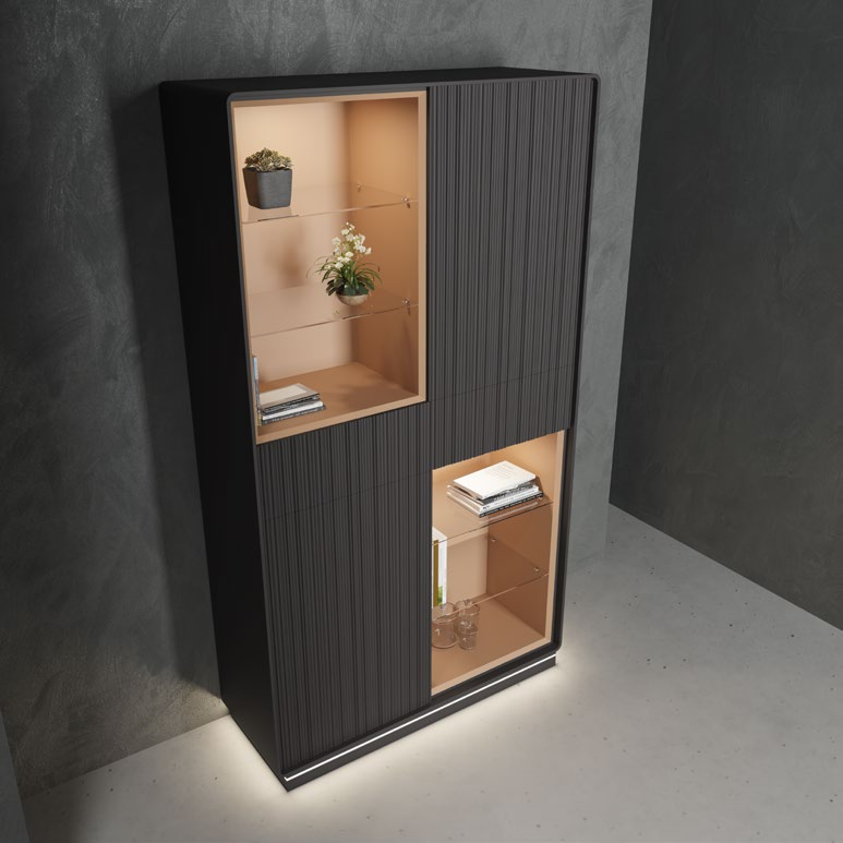 Vitrina de diseño vertical con iluminación integrada